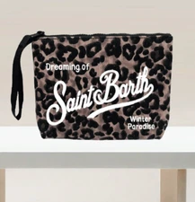 Borsa borsetta estiva saint barth pochette tela leopardata fatta a mano