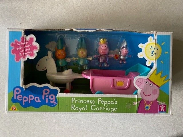 ENSEMBLE DE JEU CHARIOT ROYAL PEPPA PIG PRINCESSE PEPPA'S AVEC 4 FIGURINES  JOUET