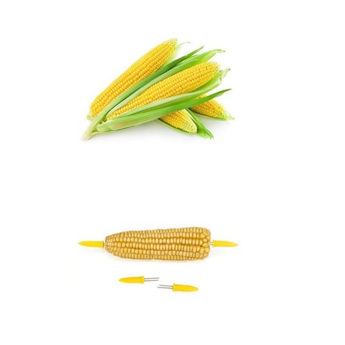 8 x STAINLESS STEEL CORN ON THE COB HOLDERS BBQ PRONGS SKEWERS FORKS PARTY UK - Picture 3 of 3