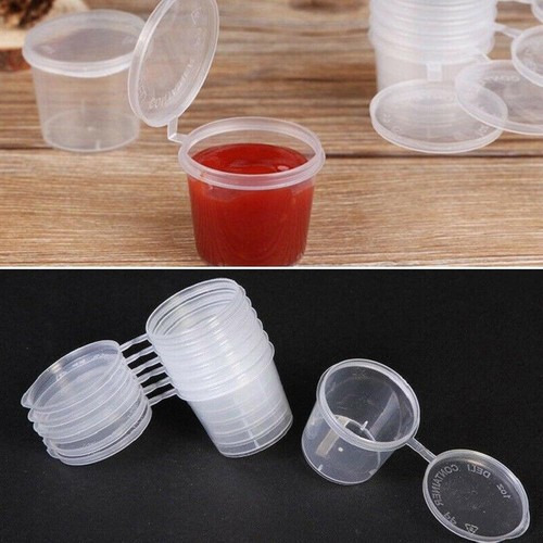 100x/Set Small Plastic Sauce Cups Food Storage Containers Clear NEWN - Picture 4 of 7