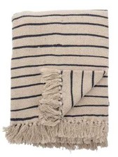 Bloomingville Decke EIA Natur mit Streifen 130x160 cm Wolldecke Throw