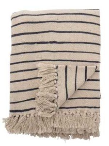 Bloomingville Decke EIA Natur mit Streifen 130x160 cm Wolldecke Throw