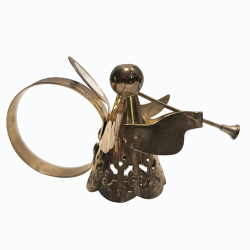 1991 International Silver Company Messing plattiert durchbohrt Engel Serviettenringe mit Box - Bild 2 von 8