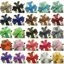 Suspender  Bow Tie Matching Set Toddler Kids Boys Girls Baby Wedding USA