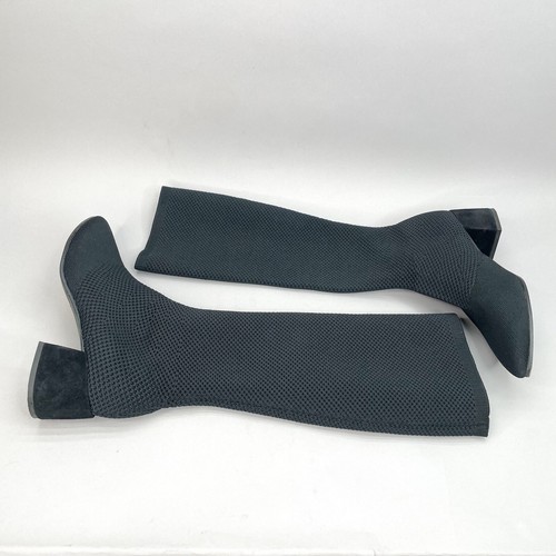 Eileen Fisher Womens 8 Paziz Crepe Stretch Knit Boots Shoes Black Tall Knee High - Picture 8 of 12