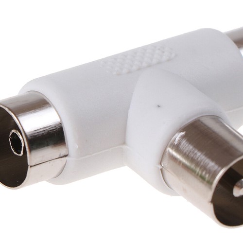 2pc 2 Way TV T Splitter Aerial Coaxial Cable Male to 2 Female Connectors Ad3 _ou - Photo 5/12
