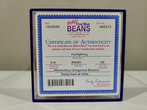 Ty Beanie Baby Babies Rare 3rd 1st Gen Tag Humphrey TBB Authenticated MWCT - Picture 9 of 9
