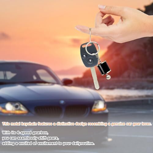 Metal Gear Box Keychain 6 Speed Manual Transmission Shift Lever Keyring, Black - Picture 6 of 7