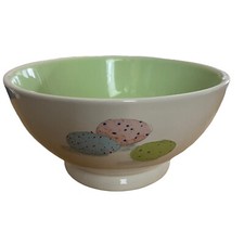 Rae Dunn Bowl Dish Magenta 5.5" Footed Easter Eggs White Ceramic Green NEW