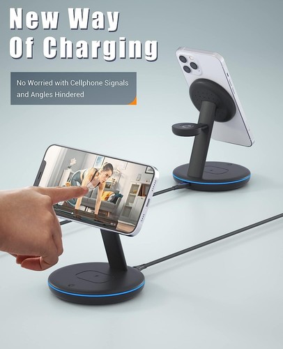 Magnetic Wireless Charger 3 in 1 PEXXUS 15W Fast Mag-Safe Charger Stand Iphone - Picture 7 of 7