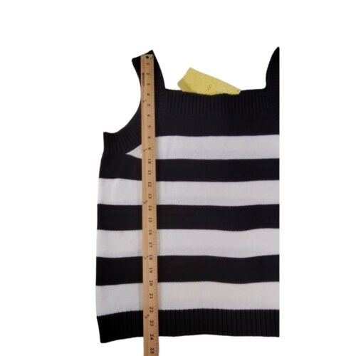 Denim & Co Women's Striped Black & White Tank Top Square Neck Large Cottagecore - Picture 4 of 11
