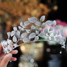 Luxury All CZ Cubic Zirconia Leaves Wedding Queen Princess Prom Tiara Crown