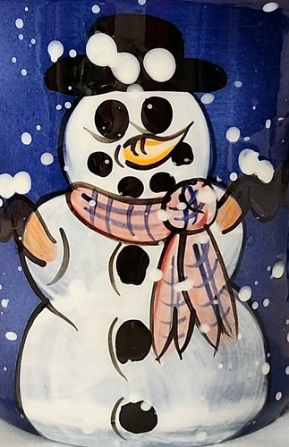 Rare Cobalt Blue Snowman Coffee Pot Hand Painted Carol Daniels 24oz Signed EUC - Picture 4 of 11