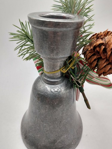 Pewter Bell Candlestick Taper Candle Holder w/ Anvil Logo + Christmas Decoration - Picture 2 of 6
