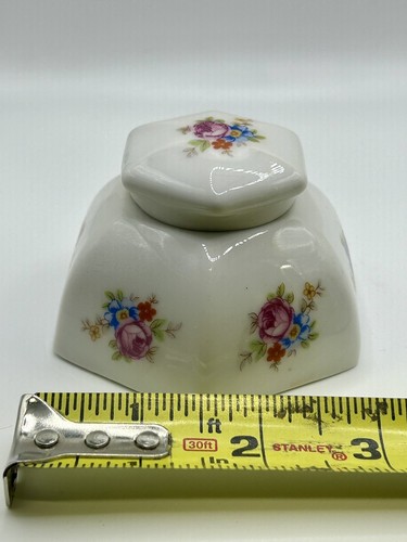 Stunning Rare Antique Porcelain Floral Inkwell with Quill Hole Limoges France - Picture 13 of 14