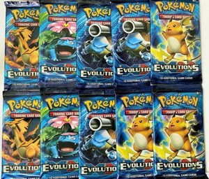 10-XY-EVOLUTIONS-Booster-Pack-Lot-Factory-Sealed-From-Boxes-Pokemon-Cards