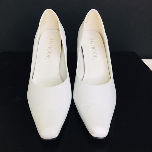 Klassischer weißer Damen-Lederpumps Absatz J. G. Haken Größe 7 M 3” Absatz gewellt - Bild 9 von 12