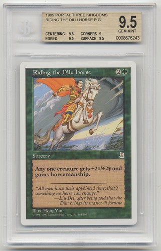 Graded Riding the Dilu Horse BGS Beckett 9.5 GEM MINT Portal Three Kingdoms MTG! - Picture 1 of 2