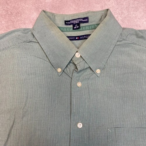 Tommy Hilfiger Shirt Mens 3XL Y2K Vintage Long Sleeve Button Up Top, Green - Picture 6 of 11