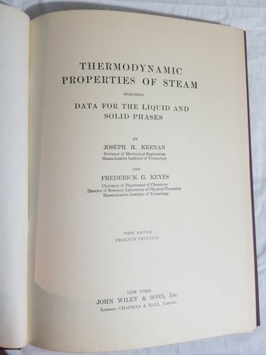 Thermodynamic Properties of Steam Hardcover Book Vintage 1946 Keenan Keyes Willy - Bild 6 von 11