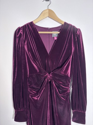 Vince Camuto weinrot Samt Twist Front Langarm Kleid Größe 8 - Bild 2 von 7