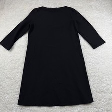 Eileen Fisher Dress Women Small Black 3/4 Sleeve Boat Neck Shift Mini Crepe