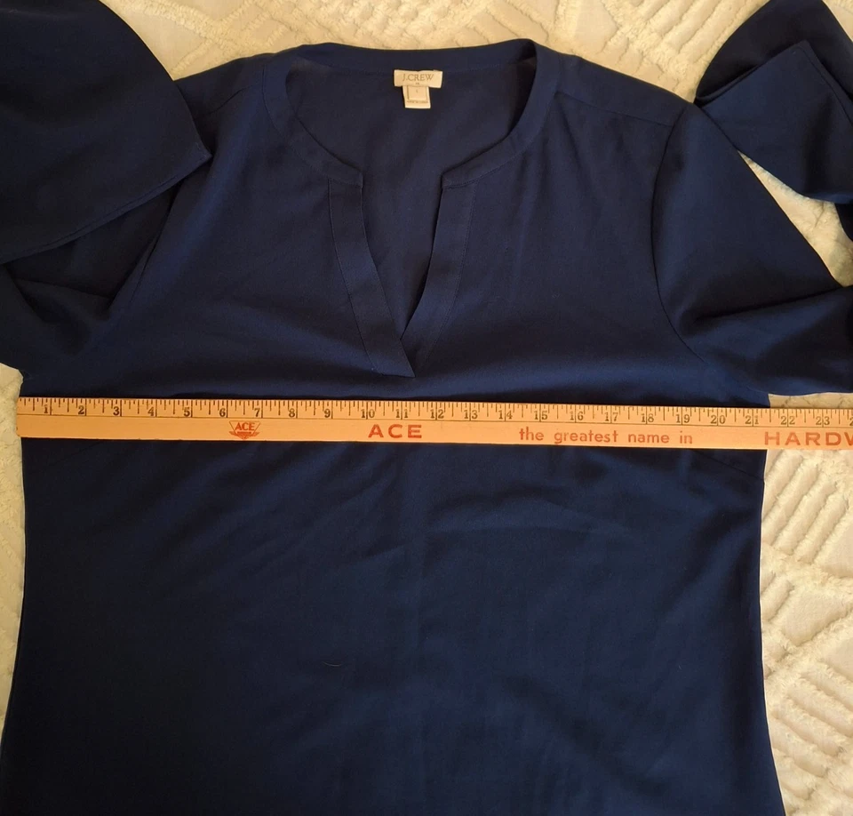 Blusa para mujer J CREW talla grande azul de gasa mangas campana cuello en V top transparente Foto 3 de 4