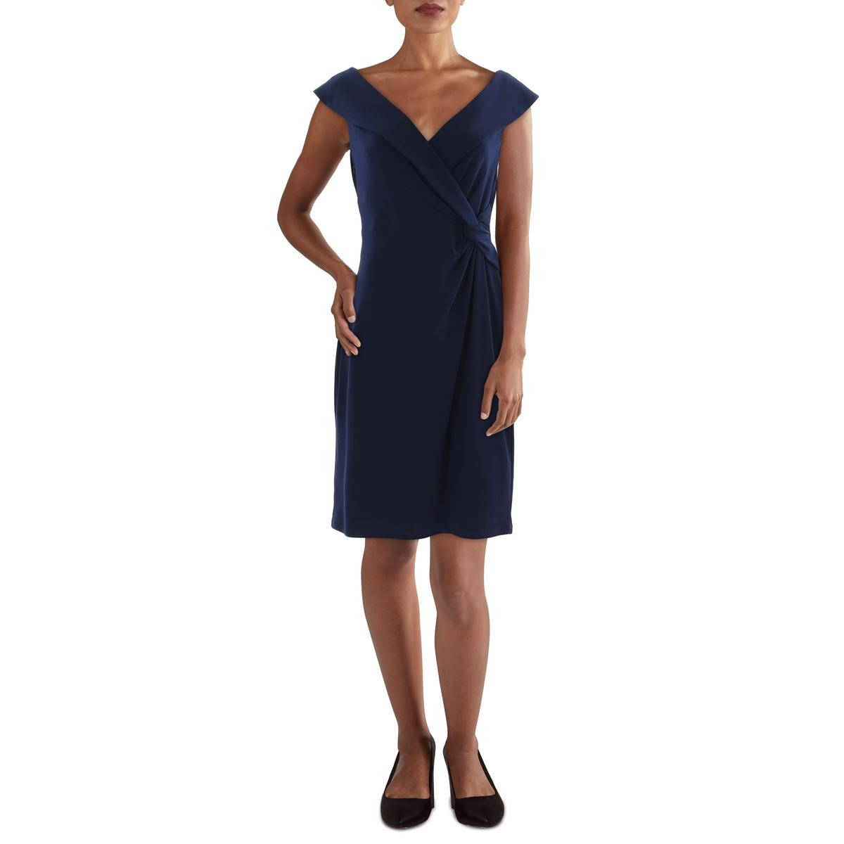 Женское темно-синее однотонное платье для коктейлей и вечеринок Lauren Ralph Lauren 8 BHFO 5943