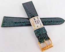 Luxury Green Genuine Crocodile Watch Band 20mm - Select Your Grain Scale Pattern