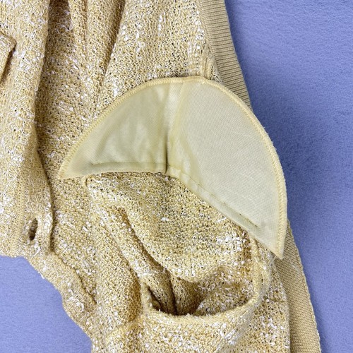 ST. JOHN Knit Jacket Sz 12 Lemongrass and Cream Spring Summer Retail $1395 - Picture 5 of 11