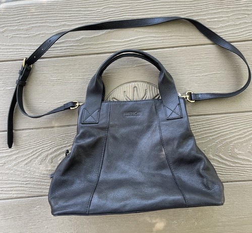 American Leather Co. Ada Dreifacheinstieg Leder Umhängetasche-Geldbörse Handtasche schwarz-A59122