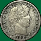 1898 Barber Quarter Choice Very Fine VF+ Coin #40424