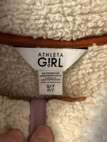 Athleta Girls Long Sleeve 1/3 Zip Up Fuzzy Shirt Size S/7 - Picture 4 of 4