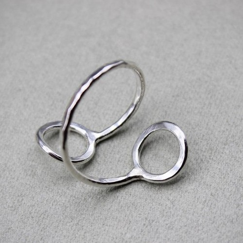 Sterling Silver Hammered Circle Wrap Rings Handmade Crossover Rings For Promise - Picture 4 of 8