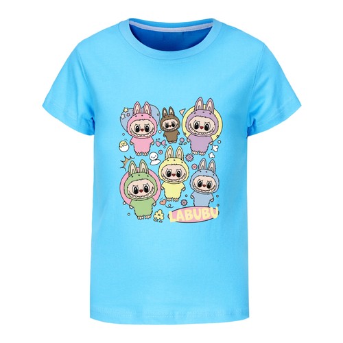 Boys Girls Cute Labublu The Monster T-Shirt Kids Funny Summer Casual Cotton Tops - Picture 16 of 53
