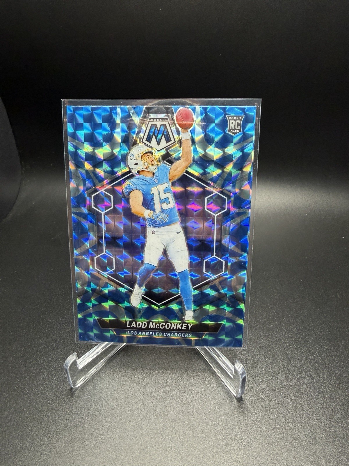 2024 Panini Mosaic - Rookie Ladd McConkey #334 Reactive Blue Mosaic Prizm (RC)