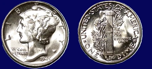 1945-P MERCURY DIME ~ GEM BRILLIANT UNCIRCULATED ~ A SUPERB COIN ~