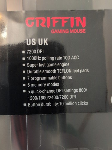Red Dragon Griffin M607 Optical Gaming Mouse Wired USB, RGB LED, 7200 DPI Comput - Picture 5 of 5