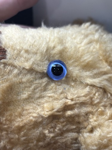 Vintage Teddybär mit Gelenken 20 Zoll Plüsch genähte Nase blaue Augen Künstlerstil - Bild 3 von 9