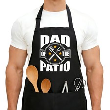 Dad Of The Patio - Aprons For Men, Funny Grilling Aprons For Dad With Pockets...