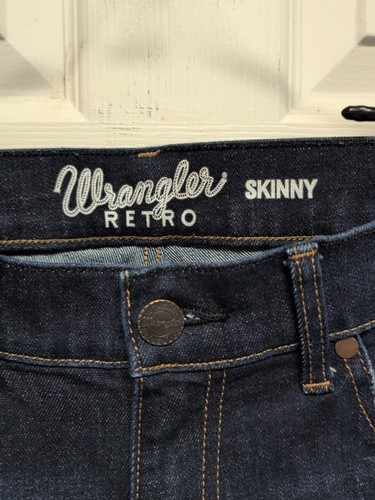 Wrangler Retro Jeans  Size  34" X 30"  Skinny Straight  Dark Blue  Faded  Spots  - Picture 10 of 10