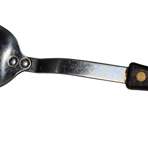 De Colección Stanley Cuchara Acero Inoxidable Sólido Remachado 11" Mango de Resina Negro Hecho en EE. UU. - Imagen 4 de 11