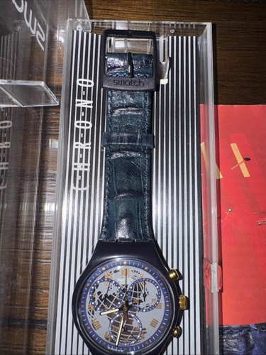Swatch Timeless Zone SCN104 Globe Chronograph 37mm WORKS With Booklet & Case New - Picture 3 of 11