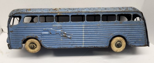 Large 18" Vtg 1930s Kingsbury Pressed Steel Windup #228 Greyhound Bus Toy -Works