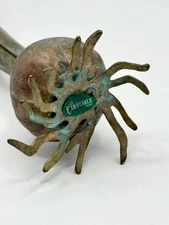 Vintage Carnevale Bulb Bud Vase Verdigris Copper Brass 13" Modernist Garden