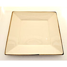 PLATES/DINNER-POTTERY BARN-SQUARE-ASIAN SQUARE-Cream Brown Edge-10"x10"-Set of 4