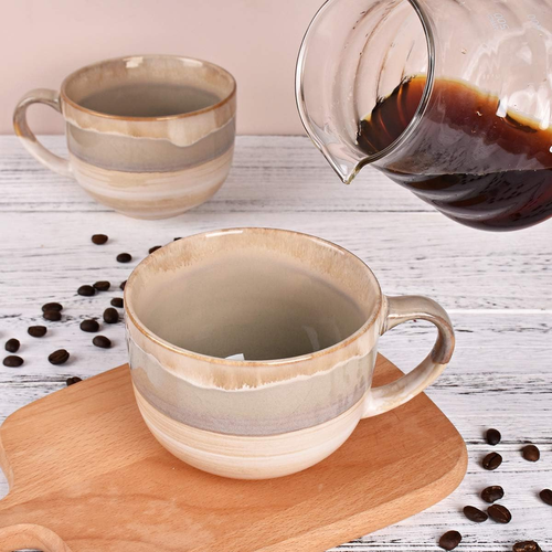 Large Ceramic Coffee Mug Set of 2, Stoneware Jumbo Latte Mugs for Office and Hom - Picture 5 of 12
