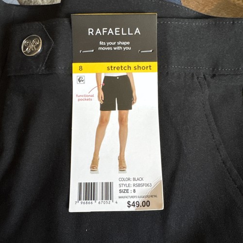 Pantalones Cortos RAFAELLA Damas Talla 8 Negros Funcionales Bolsillos NUEVO - Imagen 5 de 5