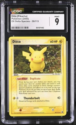 CGC 9 MINT Ditto [Pikachu] 2005 EX Delta Species 39/113 Pokemon Card