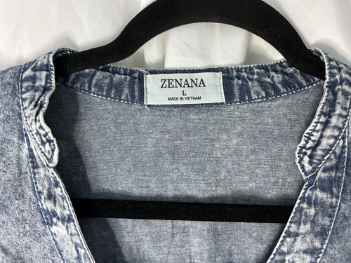 Vestido de mezclilla blanqueado para mujer Zenana talla grande  - Imagen 9 de 9